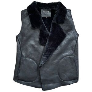 FC Jeans Black Faux Leather Faux Fur Vest Size 4